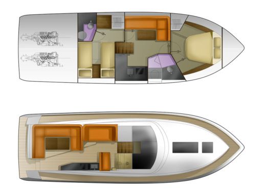 Motorboat Galeon 405 HTL Boat layout