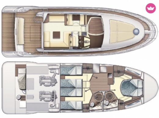 Motorboat Azimut 47 Fly Boat layout