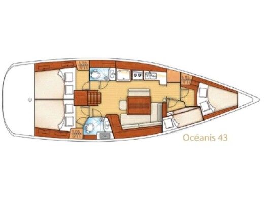 Sailboat BAVARIA OCEANIS 43 Plattegrond van de boot
