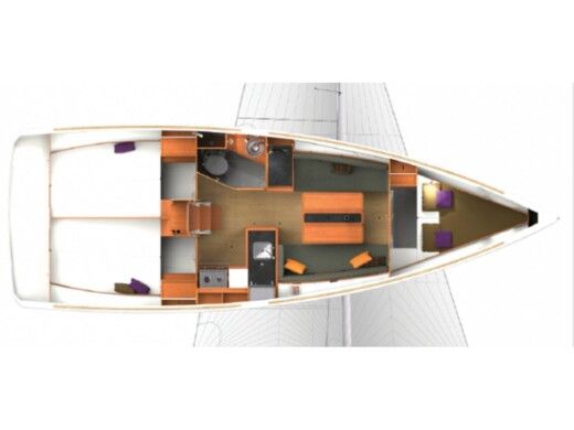 Sailboat  Sun Odyssey 349 Σχέδιο κάτοψης σκάφους