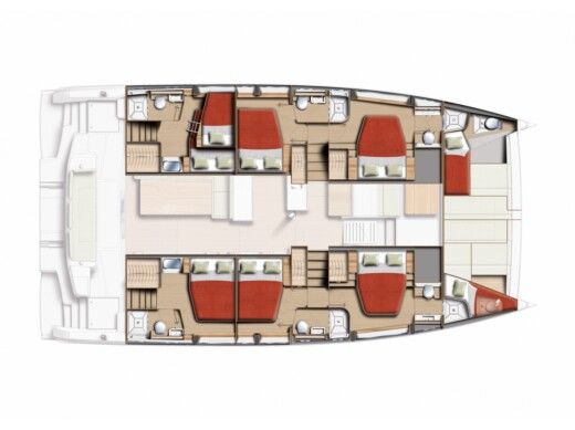 Catamaran  Bali 5.2-6 cabins Planta da embarcação