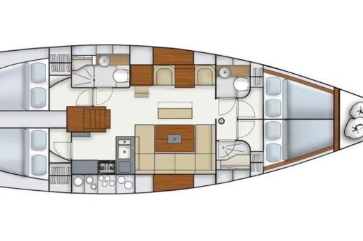 Sailboat Hanse 445 Plattegrond van de boot