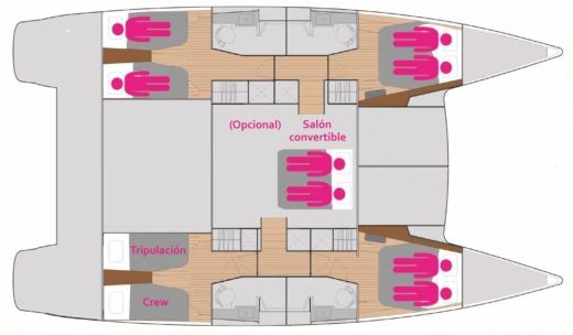 Catamaran Fountaine Pajot Helia 44 Plattegrond van de boot