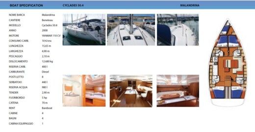 Sailboat Beneteau Cyclades 50.4 Boat layout