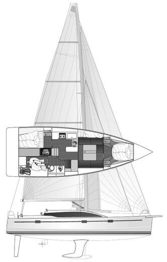 Sailboat Fora Marine Rm 12.60 Plattegrond van de boot