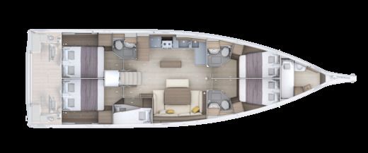 Sailboat Beneteau OCEANIS 52 Plattegrond van de boot