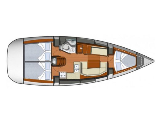 Sailboat Jeanneau Sun Odyssey 36i Plattegrond van de boot
