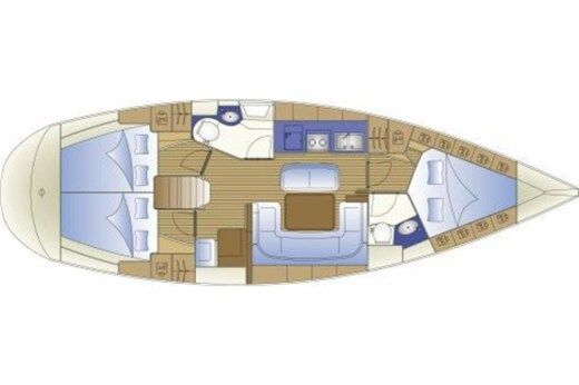 Sailboat Bavaria 41 cruiser Plattegrond van de boot