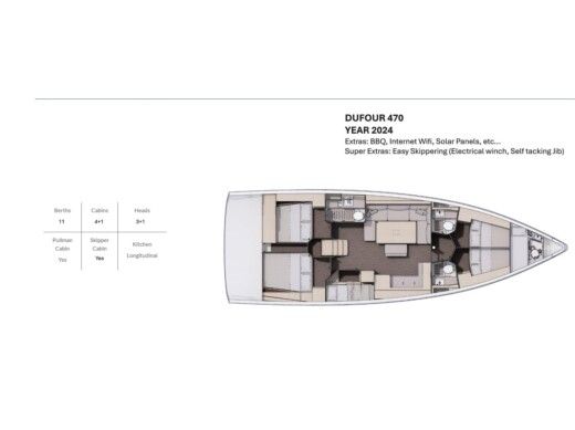 Sailboat  Dufour 470 Boot Grundriss