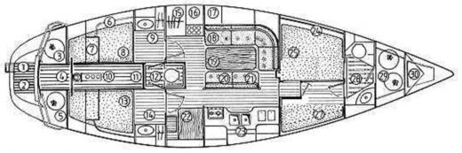 Sailboat Jeanneau Sun-Kiss 47 Plan du bateau