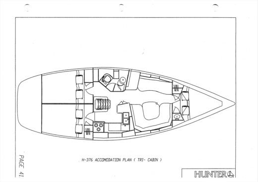 Sailboat Hunter 376 Plano del barco