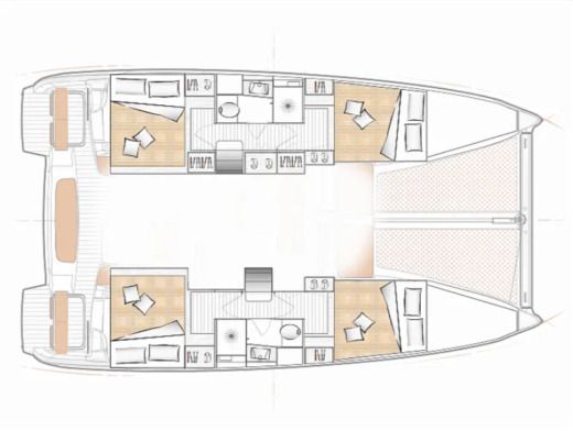 Catamaran excess 11 Plattegrond van de boot