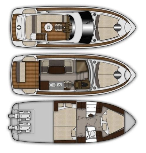 Motorboat Galeon Yacht 340 Fly Boot Grundriss