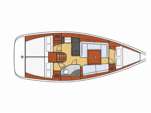 Sailboat  Oceanis 34 Plattegrond van de boot