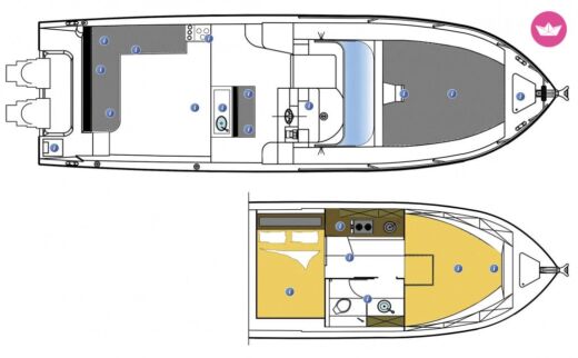 Motorboat Saver 330 Sport WA Plattegrond van de boot