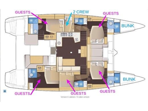 Catamaran LAGOON 52F 1 Σχέδιο κάτοψης σκάφους