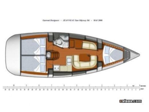 Sailboat Jeanneau Sun Odyssey 36i Plattegrond van de boot