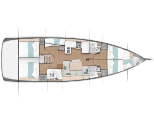 Sailboat Jeanneau Sun Odyssey 490 Plattegrond van de boot