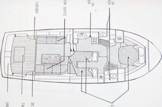 Motorboat PRINCESS 385 FLY Boat layout
