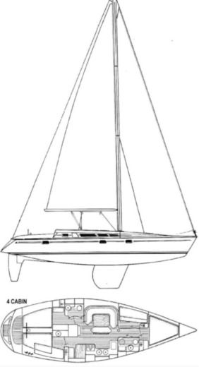 Sailboat Jeanneau Sun Odyssey 44 Boot Grundriss