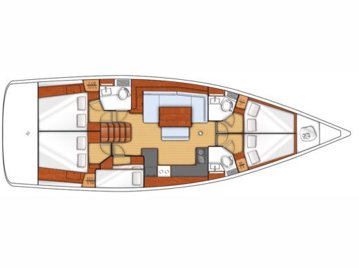 Sailboat  Oceanis 48 Boot Grundriss