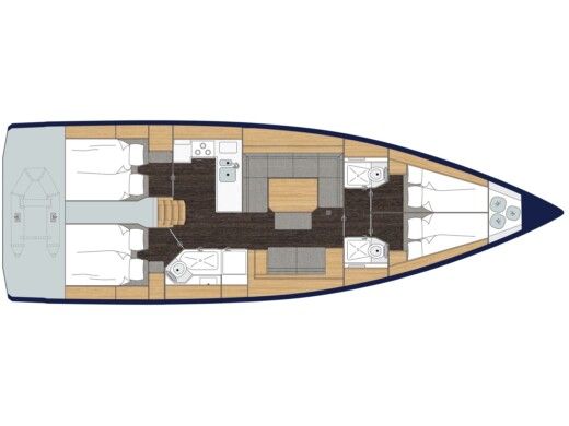 Sailboat  Bavaria C45 Plattegrond van de boot
