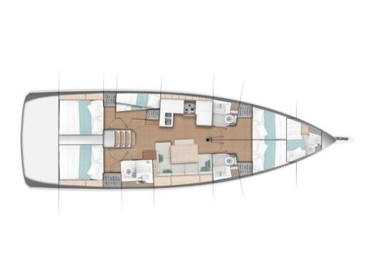 Sailboat  Sun Odyssey 490 Plattegrond van de boot