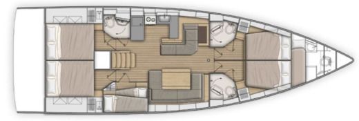 Sailboat Beneteau Oceanis 51.1 Plattegrond van de boot
