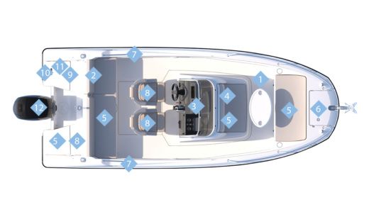 Motorboat Quicksilver Activ 605 Open Plattegrond van de boot
