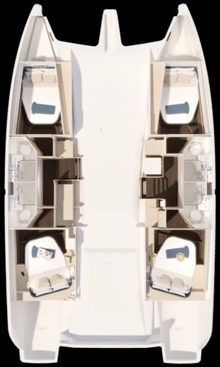 Catamaran Fountaine Pajot New 44 Plattegrond van de boot