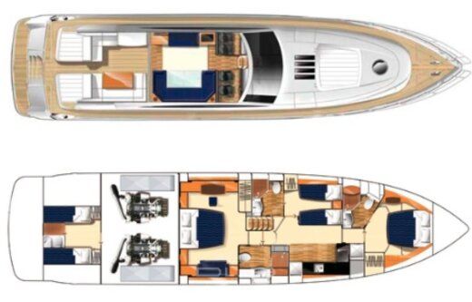Motor Yacht Princess V70 Planta da embarcação