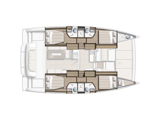 Catamaran  Bali 4.2 Plattegrond van de boot