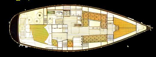 Sailboat Drasanes esportives Furia 37 Plattegrond van de boot