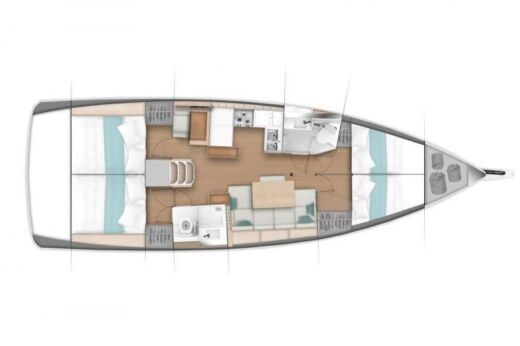 Sailboat Jeanneau Sun Odyssey 440 Boot Grundriss