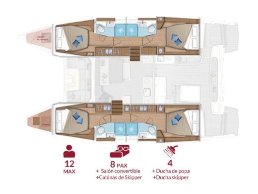 Catamaran  LAGOON 460 / 4 CABINS Boat layout