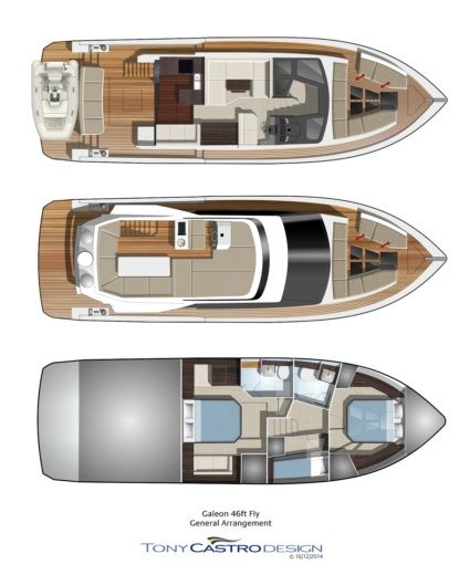 Motorboat Galeon 460 FLY Plan du bateau
