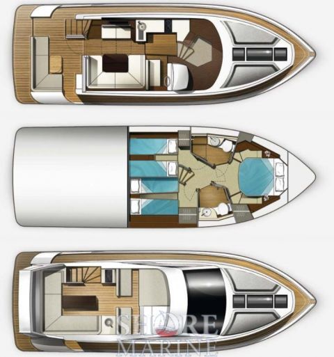 Motorboat Galeon 420fly Boat design plan