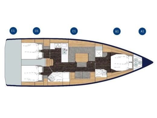 Sailboat Bavaria C45 Style Plano del barco