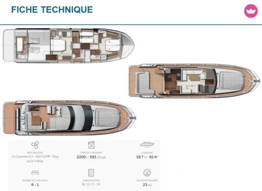 Motor Yacht Jeanneau Prestige 590 fly Planimetria della barca