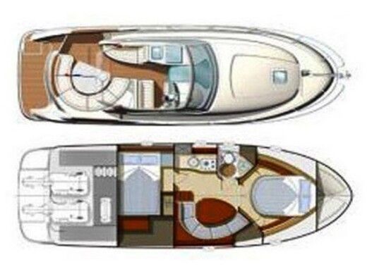 Motorboat  Prestige 34 Plano del barco