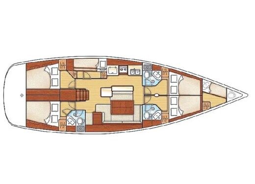 Sailboat Beneteau Cyclades 50.5 Plano del barco