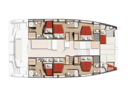 Catamaran  Bali 5.2 Plattegrond van de boot