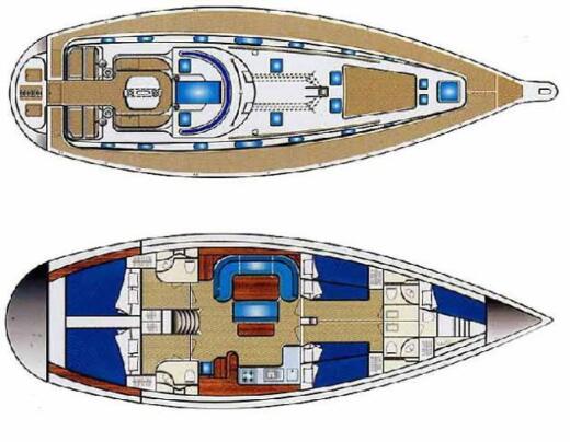 Sailboat Ocean Star 51 Plattegrond van de boot