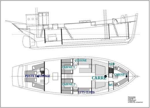 Gulet Chantier Keraudrun Ketch, classé monument historique Plan du bateau