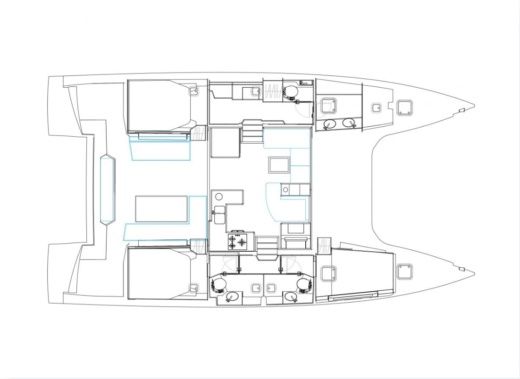 Catamaran Nautitech 46 Fly Boot Grundriss