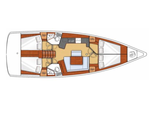 Sailboat BENETEAU Oceanis 45 V Plattegrond van de boot