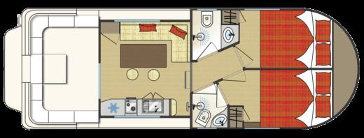 Houseboat New Con Fly TWINS Σχέδιο κάτοψης σκάφους