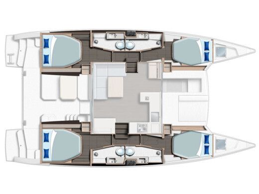 Catamaran  Moorings 4200 Plattegrond van de boot