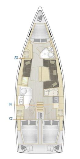 Sailboat  Hanse 418 Plattegrond van de boot