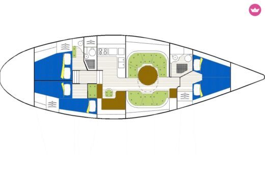 Sailboat BENETEAU FIRST 456 Plattegrond van de boot
